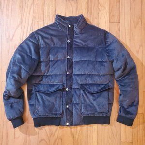 ZARA Puffer Jacket Blue Faux Suede Womens XL